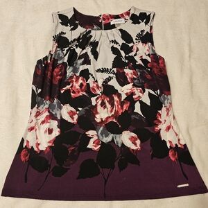 Calvin Klein sleeveless blouse medium floral pattern